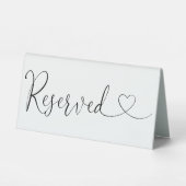 Plaque De Table Script Coeur Noir Et Blanc Réservé (Recto)