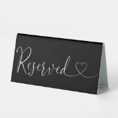 Plaque De Table Script Coeur Noir Et Blanc Réservé (Verso)