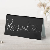 Plaque De Table Script Coeur Noir Et Blanc Réservé (En SItu (Tableau))