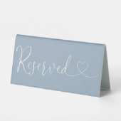 Plaque De Table Script Dusty Blue Heart Réservé (Recto)