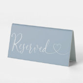 Plaque De Table Script Dusty Blue Heart Réservé (Verso)