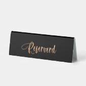 Plaque De Table Script en or rose noir réservé élégant (Verso)