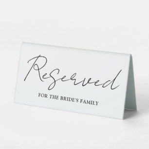 Plaque De Table Script minimaliste noir et blanc Réservé