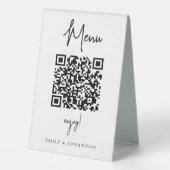 Plaque De Table Script minimaliste Qr Code à Menu Mariage Table Te (Verso)