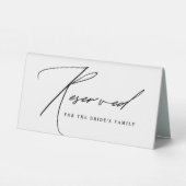 Plaque De Table Script moderne Mariage noir et blanc Réservé (Verso)