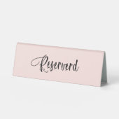 Plaque De Table Script rose en or blush réservé élégant (Recto)