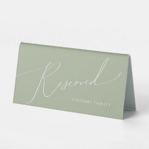 Plaque De Table Script Whimsical   Sage Green Réservé