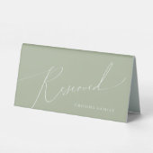 Plaque De Table Script Whimsical | Sage Green Réservé (Verso)