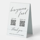 Plaque De Table Scripts Delicate Honeymoon Fund QR Code Mariage (Verso)