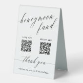 Plaque De Table Scripts Delicate Honeymoon Fund QR Code Mariage (Recto)