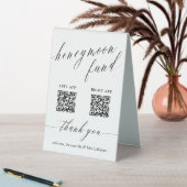 Plaque De Table Scripts Delicate Honeymoon Fund QR Code Mariage (En SItu (Tableau))