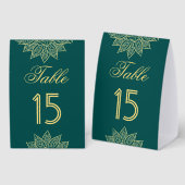 Plaque De Table Sea Green Mehendi Indian Wedding Table Number (Recto/verso)