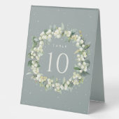 Plaque De Table Seafoam Snowberry+Eucalyptus Mariage Numéro de tab (Recto)