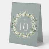 Plaque De Table Seafoam Snowberry+Eucalyptus Mariage Numéro de tab (Verso)