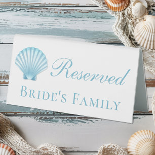 Plaque De Table Seashell Blue Nautical Beach Mariage Réservé