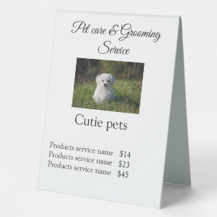 Plaque De Table service de toilettage pour animaux de compagnie aj
