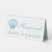 Plaque De Table Shell Blue Nautical Beach Mariage élégant Réservé (Verso)
