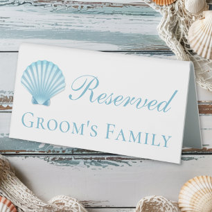 Plaque De Table Shell Blue Nautical Beach Mariage Réservé