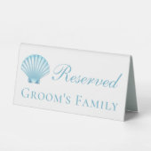 Plaque De Table Shell Blue Nautical Beach Mariage Réservé (Recto)