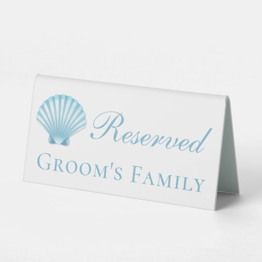 Plaque De Table Shell Blue Nautical Beach Mariage Réservé (Recto)
