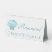Plaque De Table Shell Blue Nautical Beach Mariage Réservé (Verso)