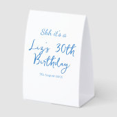 Plaque De Table shh its a 30th birthday name date blue simple mini (Recto)