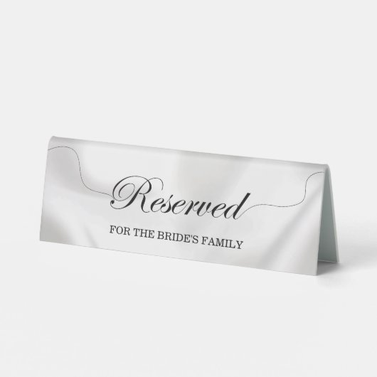 Plaque De Table Siège réservé simple Mariage blanc élégant (Verso)