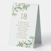 Plaque De Table Sièges de mariage verts et fleurs blanches or (Verso)