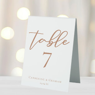 Plaque De Table Sienna Brown Script minimaliste mariage personnali