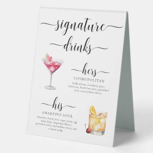 Plaque De Table Signal boisson Leyton Modern Minimal Signature (Recto)