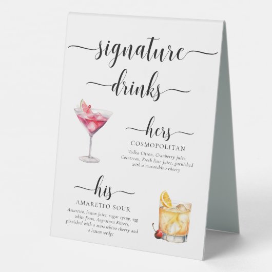 Plaque De Table Signal boisson Leyton Modern Minimal Signature (Verso)