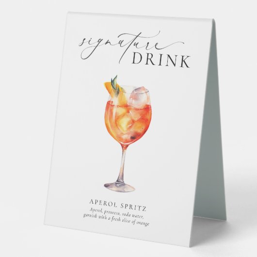 Plaque De Table Signal de boisson Ellesmere Modern Minimal Signatu (Recto)