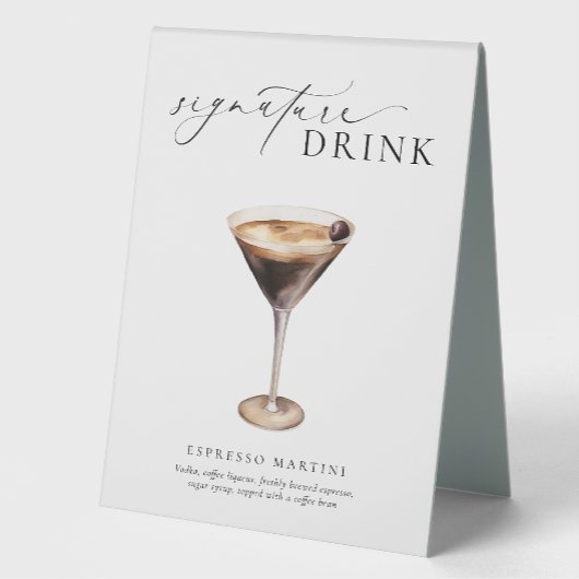 Plaque De Table Signal de boisson Ellesmere Modern Minimal Signatu