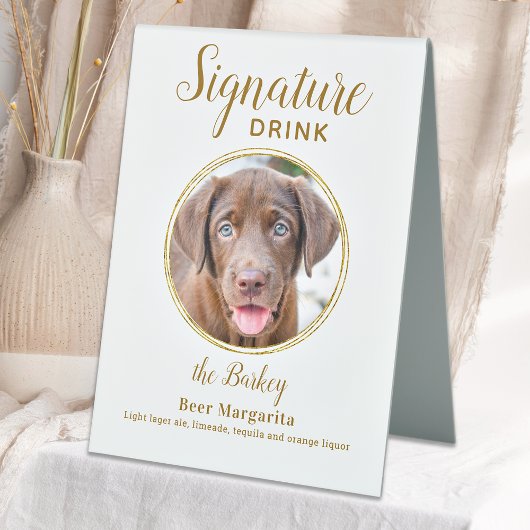 Plaque De Table Signature Boire Elegant Gold Pet Mariage Photo