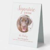 Plaque De Table Signature Boire Élégant Rose Gold Pet Mariage (Recto)