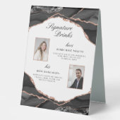 Plaque De Table Signature Boissons Agate Rose Gold Mariage Photos (Recto)
