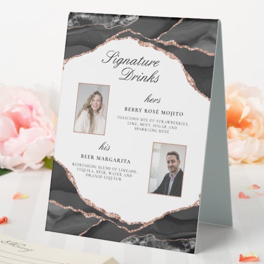 Plaque De Table Signature Boissons Agate Rose Gold Mariage Photos (In SItu (Mariage))