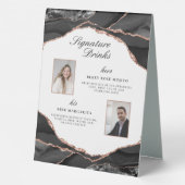 Plaque De Table Signature Boissons Agate Rose Gold Mariage Photos (Verso)