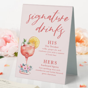 Plaque De Table Signature Boissons Cocktail Mariage