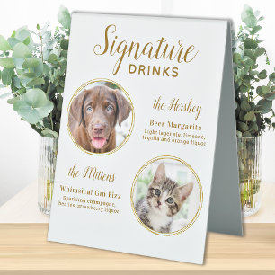 Plaque De Table Signature Boissons Elegant Gold Pet Mariage 2 Phot