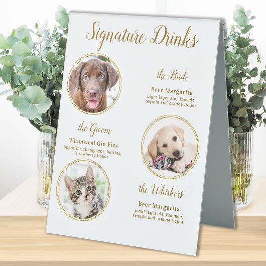 Plaque De Table Signature Boissons Elegant Gold Pet Mariage 3 Phot