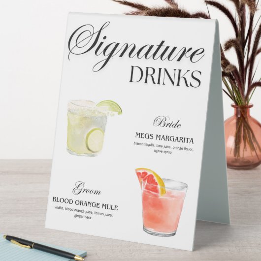 Plaque De Table Signature Boissons - Mariage (En SItu (Tableau))