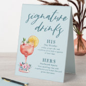 Plaque De Table Signature Boissons Mariage Cocktail Bleu clair (En SItu (Tableau))