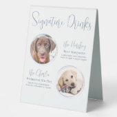 Plaque De Table Signature Boissons Moderne Dusty Blue Animaux Mari (Recto)