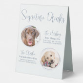 Plaque De Table Signature Boissons Moderne Dusty Blue Animaux Mari (Verso)