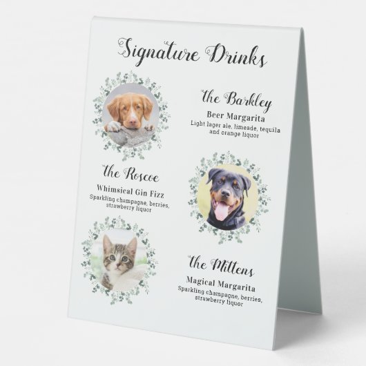 Plaque De Table Signature Boissons Personnalisé 3 Photo Mariage po (Verso)