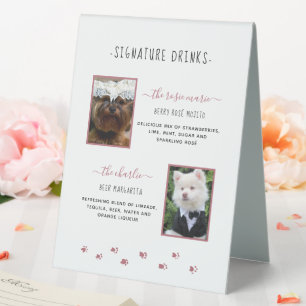 Plaque De Table Signature Boissons Rose Gold Pet Mariage Photo