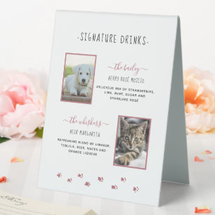 Plaque De Table Signature Boissons Rose Gold Pet Mariage Photos