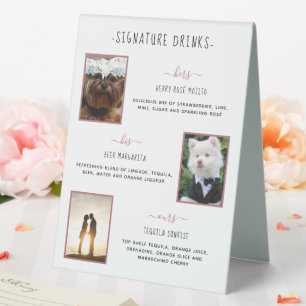 Plaque De Table Signature Boissons Rose Gold Pet Mariage Photos