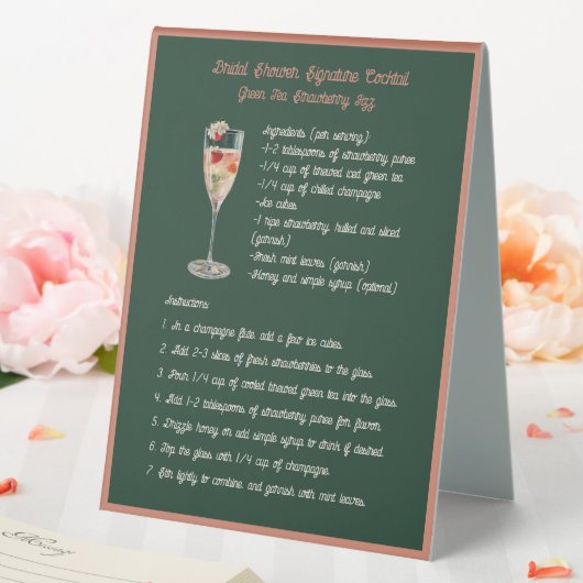 Plaque De Table Signature Cocktail Thé vert Fizz fraise (In SItu (Mariage))